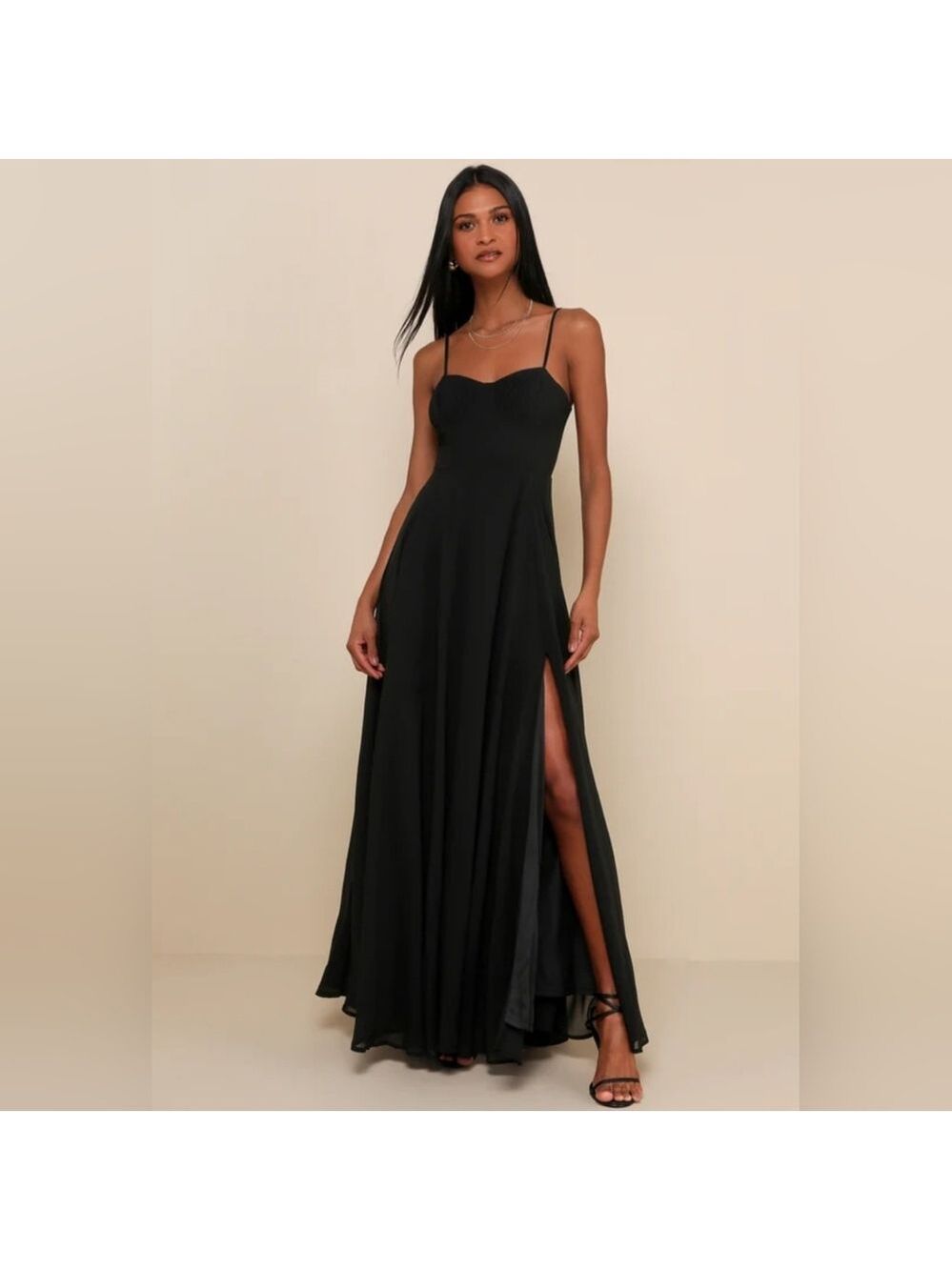 Lulus - Cause for Commotion Black Pleated Bustier Maxi Dress
